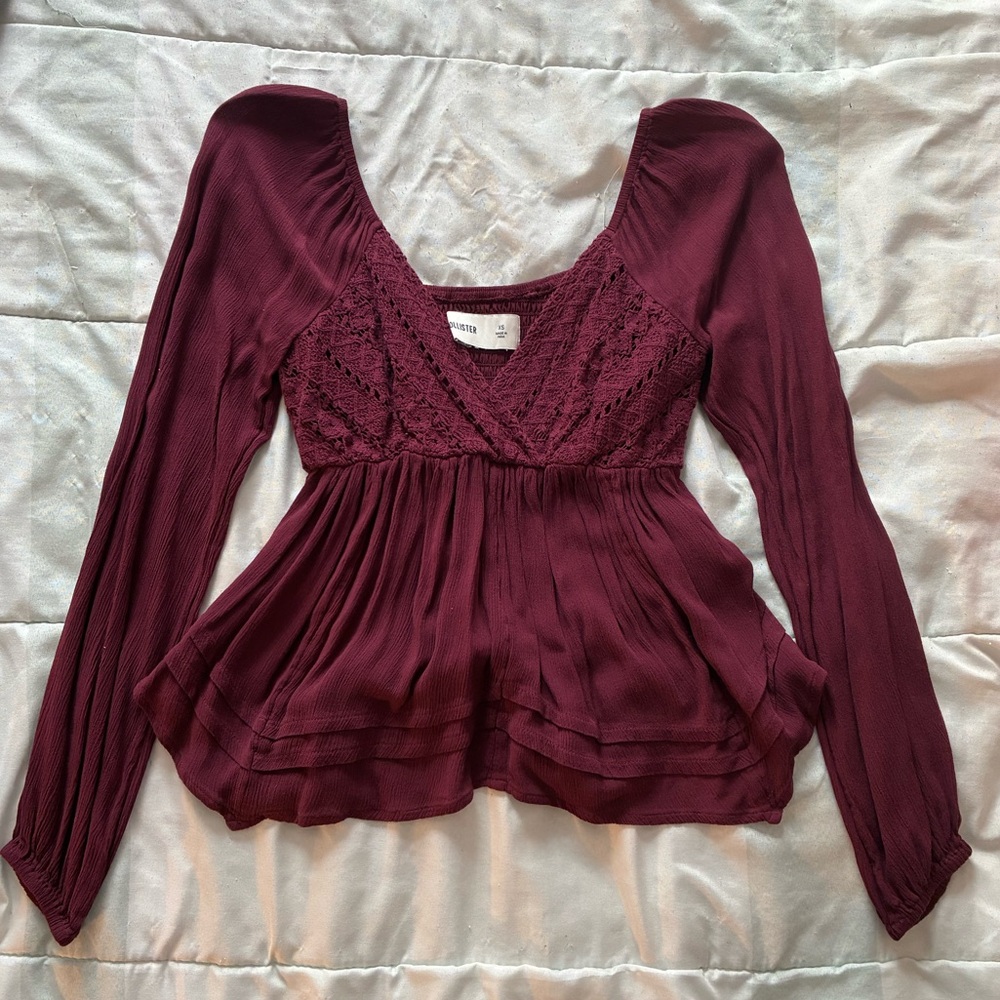 Hollister Babydoll Crochet Blouse